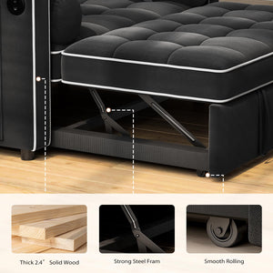 3-in-1 Convertible Sleeper Sofa Bed with USB Ports & Adjustable Backrest