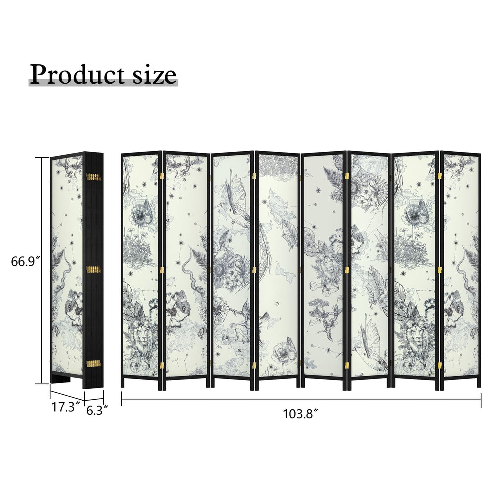 8-Panel Folding Room Divider Screen