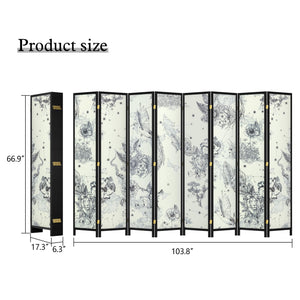 8-Panel Folding Room Divider Screen