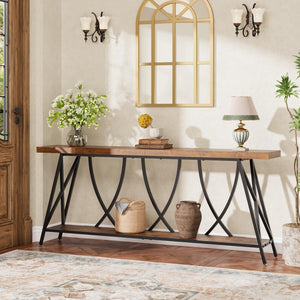 70.9" Industrial Console Table – Rustic Brown