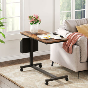 Height Adjustable C-Shaped End Table with Wheels & Tiltable Top