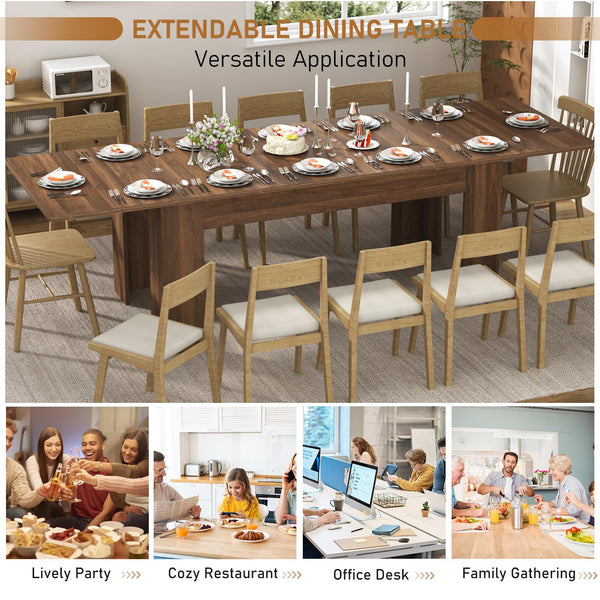 Extendable Dining Table for 6–12 People | Engineered Wood | Walnut & Oak