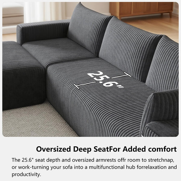 108" Modular L-Shaped Cloud Sectional Sofa