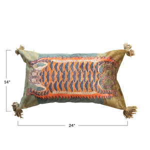 Tiger Print Lumbar Pillow with Tassels