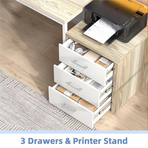 67-Inch Home Office Desk with Drawers, LED Lights & Monitor Stand
