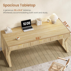 55" Executive Office Desk with 3 Drawers & Storage Cabinet
