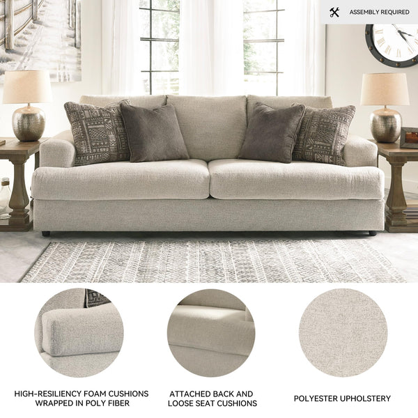 Cream Chenille Sleeper Sofa with Accent Pillows – 96" 3-Seat