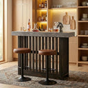 Modern Bar Table with Faux Marble Top & Storage Shelves