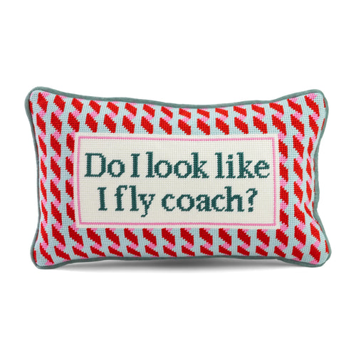 Needlepoint Decorative Throw Pillow – Fly Coach 9x15