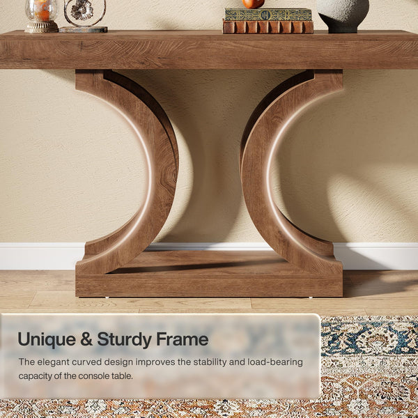 43-Inch Narrow Console Table with Curved Legs