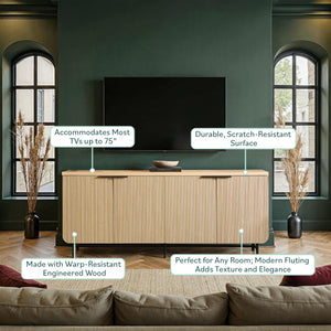 Fluted 4-Door Sideboard Buffet Console, 69 Inch