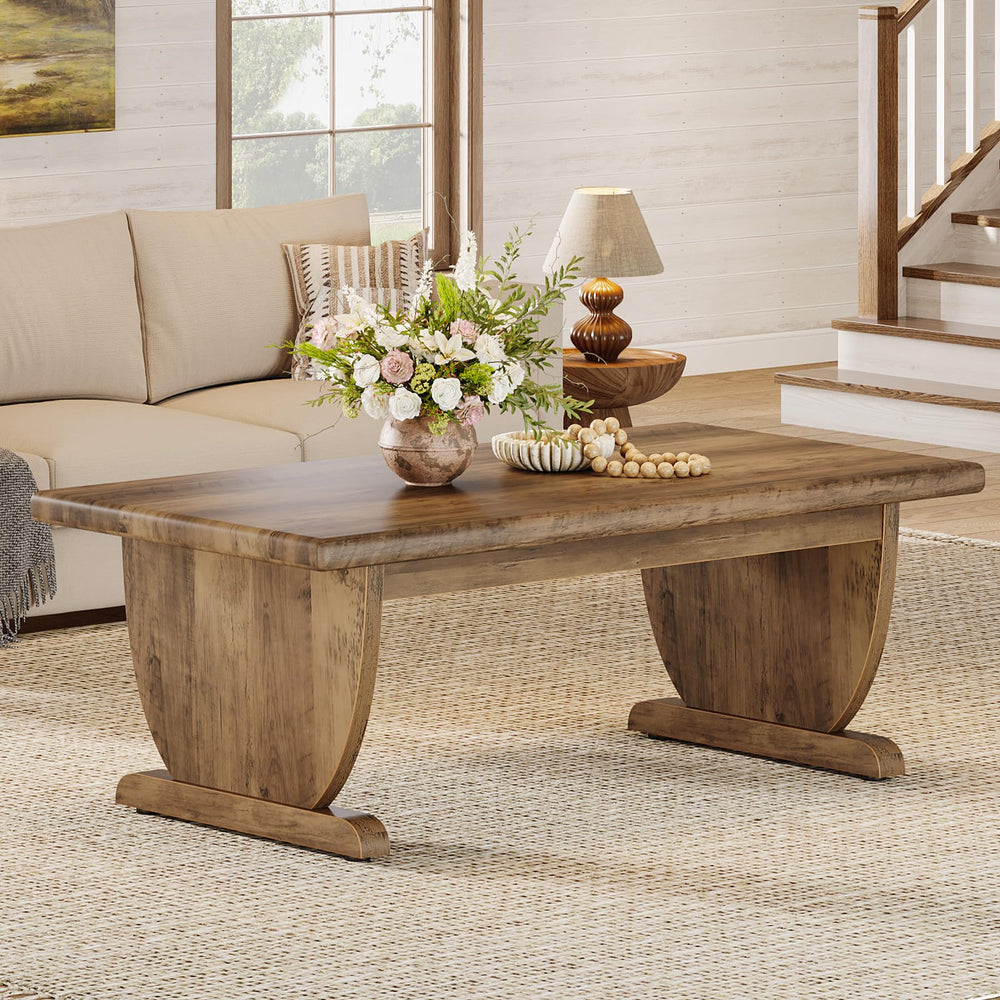 Rectangle Coffee Table – 48 Inch Rustic Wood Living Room Center Table