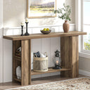 2-Tier Console Table with Side Storage Shelves, 53 Inch