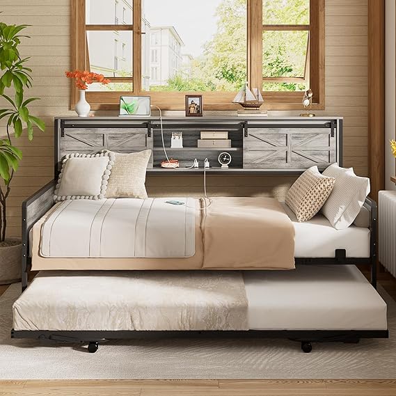 Farmhouse Twin Daybed with Pop-Up Trundle
