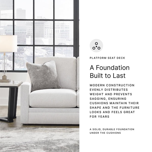 Contemporary Light Gray Loveseat with Accent Pillows