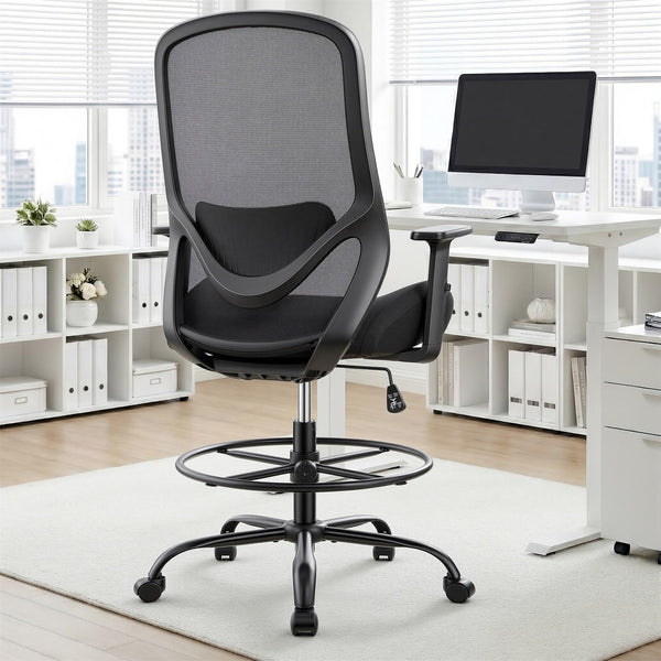Ergonomic High-Back Drafting Chair with Lumbar Support