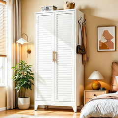 71" Metal Wardrobe Closet with Louvered Doors & Adjustable Shelves