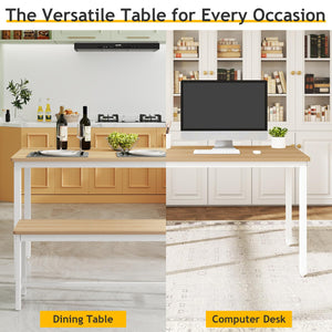 4-Person Dining Table Set with 2 Benches