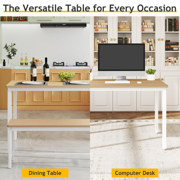 4-Person Dining Table Set with 2 Benches