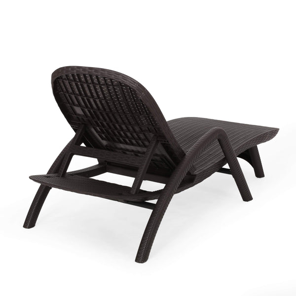 Outdoor Faux Wicker Chaise Lounge – Dark Brown