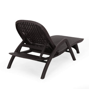 Outdoor Faux Wicker Chaise Lounge – Dark Brown