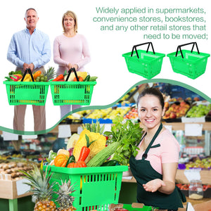 Stackable Plastic Shopping Baskets with Handles – Set of 12