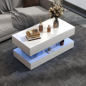 LED Coffee Table with Storage & Drawers