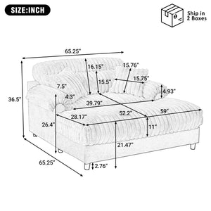 Oversized Chaise Lounge Sofa with Throw Pillows
