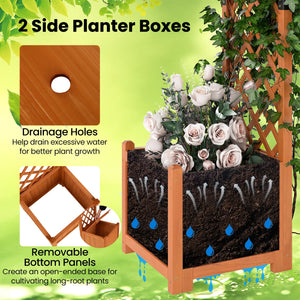 Wooden Garden Arbor with Planter Boxes & Climbing Trellis