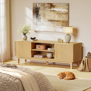 54" Fluted TV Stand with Cabinets & Adjustable Shelf