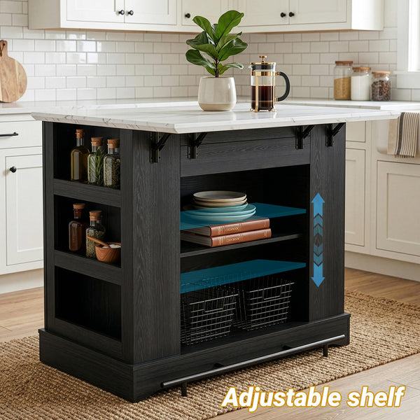 Foldable Kitchen Island Cart with Storage & Drop Leaf