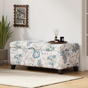 Fabric Storage Ottoman with Lid