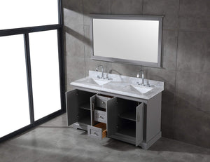 60" Double Sink Bathroom Vanity with Marble Countertop