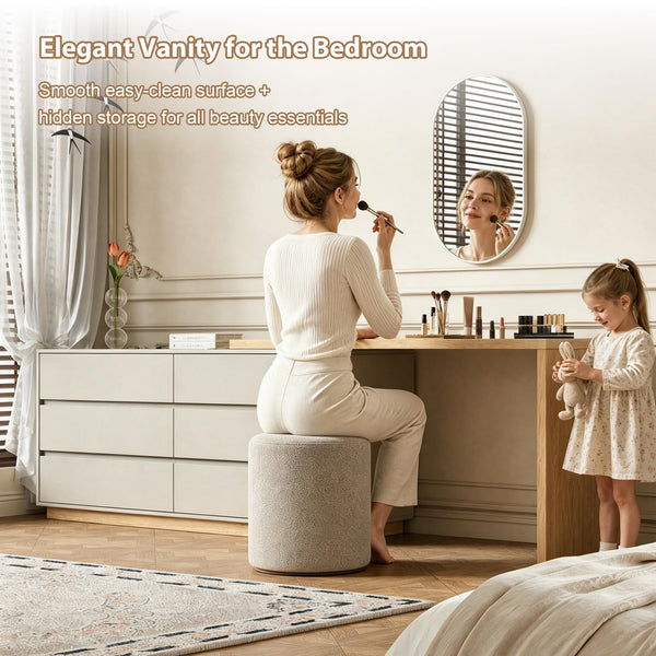 Farmhouse Makeup Vanity Desk with 3 Drawers & Storage