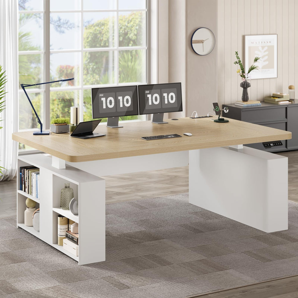 63" Electric Standing Desk with Storage & Power Outlets