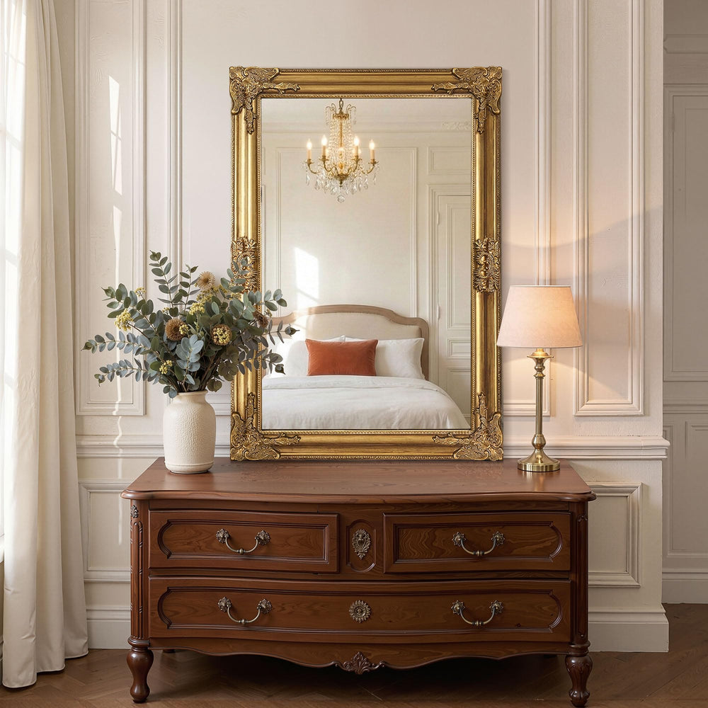 Vintage Gold Baroque Wall Mirror – Ornate Antique Frame