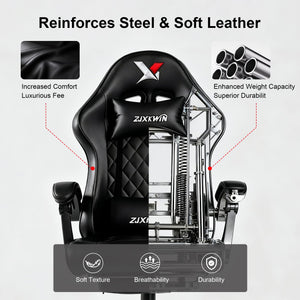 High Back Gaming Chair with Footrest & Lumbar Support