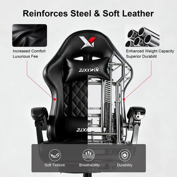 High Back Gaming Chair with Footrest & Lumbar Support
