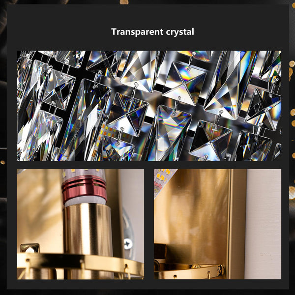 Crystal Wall Sconce Light Fixture – 3-Tier E12 Dimmable Indoor Wall Lamp