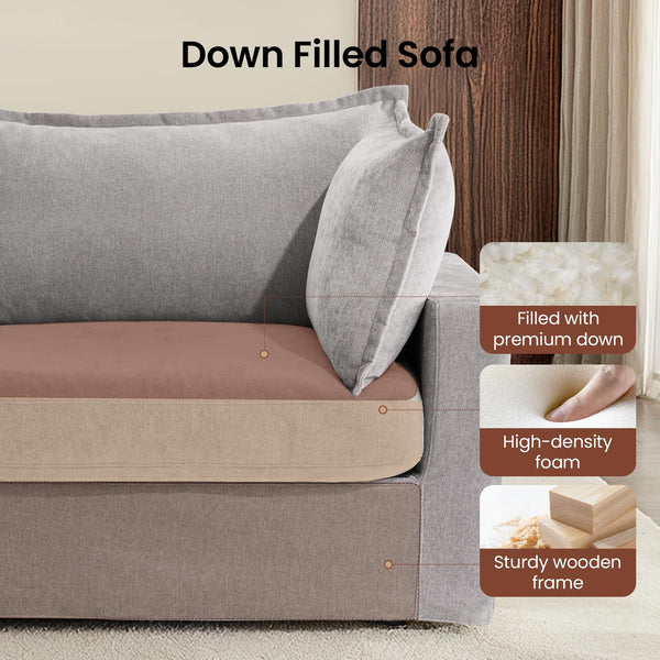 118.5" Modular Sectional Sofa with Storage Ottoman – Light Grey