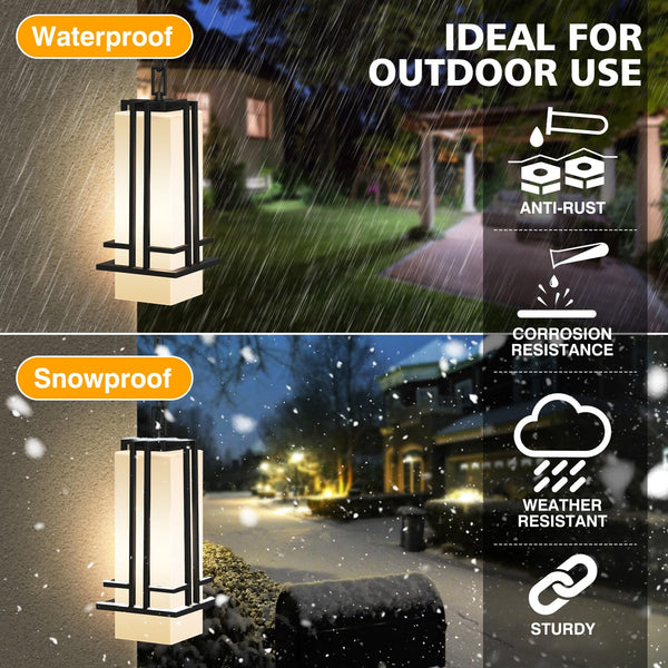 Modern Outdoor Pendant Light – Aluminum Hanging Lantern with Adjustable Chain