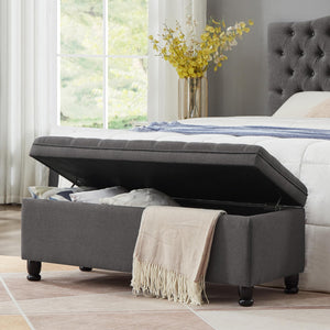 45-Inch Tufted Storage Ottoman with Wooden Legs