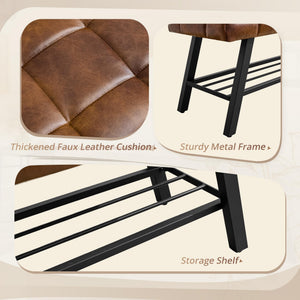 45" Tufted Faux Leather Storage Bench with Metal Frame
