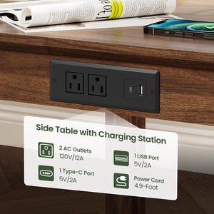 Farmhouse End Table with Charging Station
