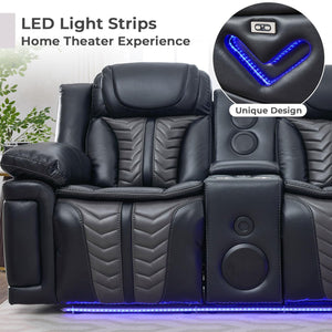 Power Recliner Sectional Sofa with LED Lights & Bass Speakers