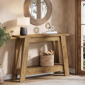 Farmhouse Console Table 2-Tier with Storage Shelf