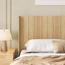 Fluted Wood Queen Headboard – Wall Mount, Wingback, Natural