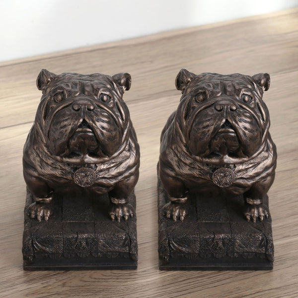 British Bulldog Bookends – Hand Painted Bronze Resin
