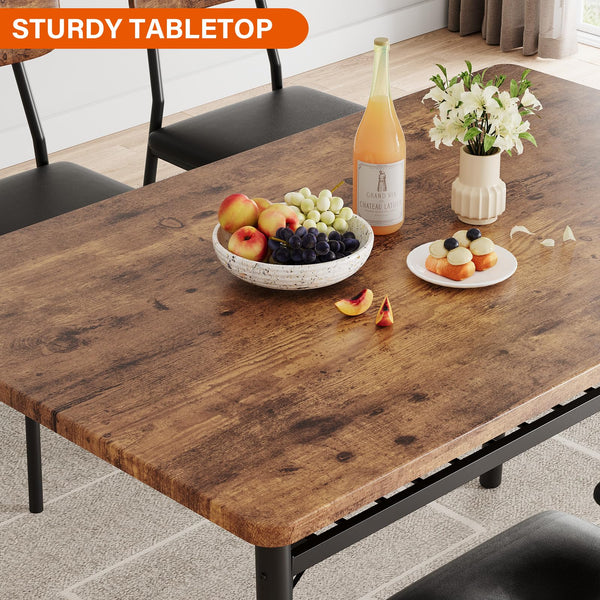 5-Piece Dining Table Set with Storage Rack & Upholstered Chairs