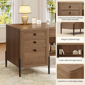 63-Inch Executive Desk with Drawers, Keyboard Tray & Storage Cabinets